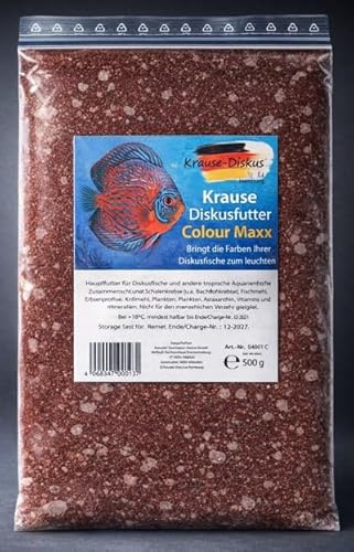 Frostfutter Sparpaket - 10 x Krause Diskusfutter 500g Colourmaxx Flachtafel mit Farbbooster | Proteinreiches Rinderherz | Astaxanthin & Hämoglobin für leuchtend intensive Färbung | Diskus Frost Futter