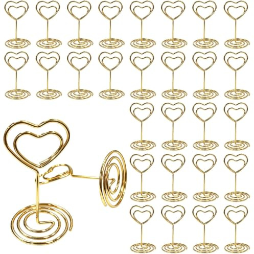 30 Pcs Tischkartenhalter, Kartenhalter Tisch, Fotohalter mit Klammern | 30 Stück Gold Tischkartenhalter, Kartenhalter Tisch, Fotohalter mit Klammern, Tischnummernhalter für Hochzeiten Partys