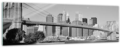 Bilderdepot24 Glasbild - New York Bridge - USA - 90 x 30 cm - Deko Glas - Wandbild aus Glas - Bild auf Glas - moderne Glasbilder - Glasfoto - Echtglas - kein Acryl - Handmade