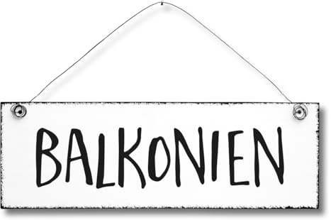 Balkonien - Balkon Dekoschild Türschild Wandschild aus Holz 10x30cm - Holzdeko Holzbild Deko Schild