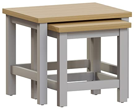 Vida Designs Arlington Nest of 2 Tables Side End Modern Table Set MDF Square Furniture (Grey)