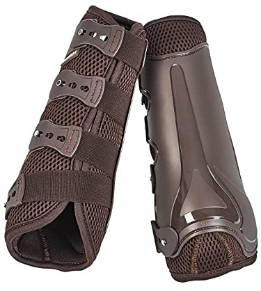 Busse Gamaschen Dressage-PRO-MESH braun Dressurgamasche stabile Hartschale