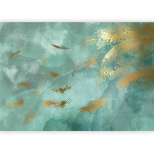 murando Fotomurales Primavera 350x256 cm XXL Papel pintado tejido no tejido Decoración de Pared decorativos Murales moderna de Diseno Fotográfico Boho Abstracto Ornamento Textura turquesa n-A-1700-a-a