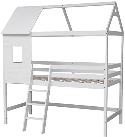 Happy Garden Mezzanine-Hüttenbett für Kinder 190x90cm weiß Margot