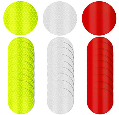 Abeillo Lot de 30 autocollants réfléchissants de sécurité réfléchissants pour visibilité nocturne - Autocollants réfléchissants imperméables pour véhicule, vélo, moto, vêtements (rond)