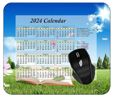 YENDOSTEEN 2023 Kalender musmatta med helgdagar, blomsterbank stam gummi musmatta #123 300 x 250 x 3 mm