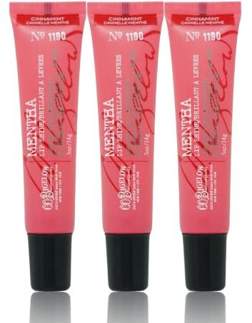 C.O. Bigelow Cinnamint Mentha Lip Shine Balm Tubes, Pack of 3 Bulk Lip Gloss with Cinnamon & Peppermint Oil, High Gloss Shine Finish, 0.5 oz