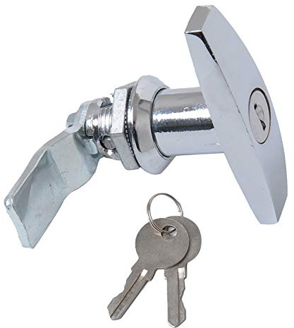 T-Griff Schloss Kit mit Schlüsseln T-Griff Garagentorschloss Türschloss für Anhänger Wohnwagen Werkzeugkastenschloss (Silber, 1 Stück)