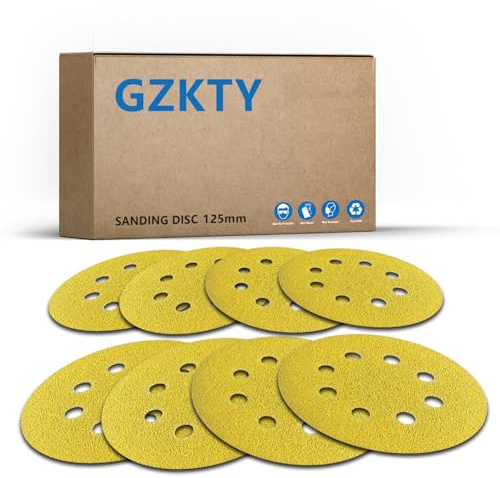 Schleifpapier 125mm klett 60 körnung (140 Stück) – 8 Loch Schleifscheiben | Für Exzenterschleifer, Holz & Metall