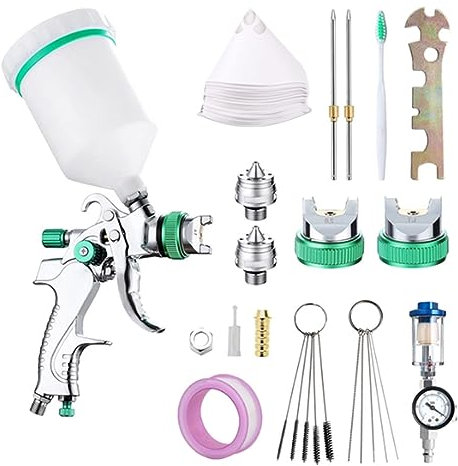 Kit Pistola Sabbiatrice for Compressore d'Aria, Pistola for Verniciatura A Spruzzo 3 Ugelli 1,4 Mm 1,7 Mm 2,0 Mm, Kit di Verniciatura Ad Aria Professionale con Tazza da 600 CC