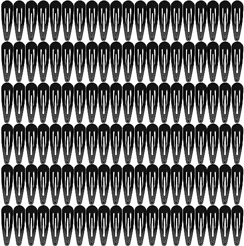 Hair Clips, 120 Pack Black Barrettes Women Metal Snap Hair Clips, Funtopia 2 Inch No Slip Metal Barrettes for Girls Kids Teens Women