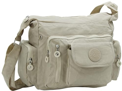 CF CATTERFELD Sportliche & leichte Damen Umhängetasche Schultertasche | wasserabweisendes Nylon, Freizeit, Alltagstasche, viele Fächer