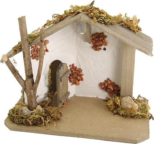 FADEDA Stalla Edeldorf con luce/altezza: 13 cm/dipinta a mano/statuette fedeli ai dettagli, decorazione da tavolo di Natale accessori presepe