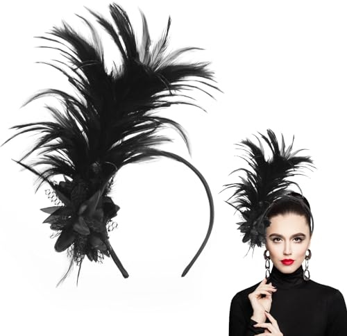 Cerioll fjäder hårsmycke diadem, 1920-tals fascinator huvudbonad för kvinnor, 20-tals pannband fjäder hårband, 1920-talet fascinator fjäder pannband, fjäder pannband färgglad för fest bröllop middag