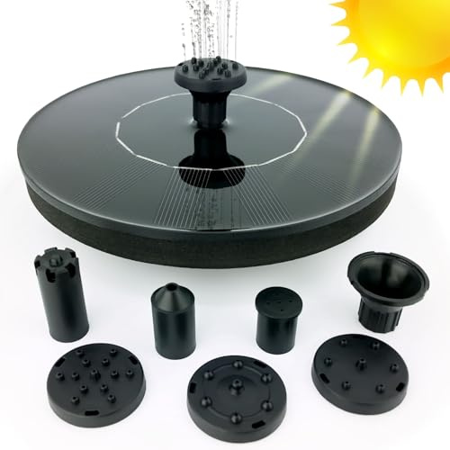 Gravidus Solar-Springbrunnen Ø 16 cm Solarbrunnen mit 7 Düsen für Gartenteich, Vogelbad und Terrasse – Wasserspiel ohne Stromquelle – schwimmende Teichpumpe für Balkon & Außenbereich