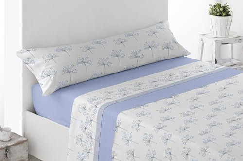 ENERGY COLORS TEXTIL-HOGAR Juego Sábanas Estampadas Verano, Juego 3 Piezas Microfibra. Sábanas Tacto Fino, Suave, Ajustable y Transpirable. (Osona) (Azul, Cama 105)