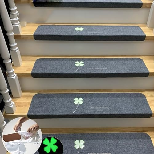 XRRJFYH Stufenmatten Innen Frei Zuschneidbar Treppenteppich 15 Stück Treppenstufen Matten Selbstklebend Treppen Teppich Treppenstufen Ohne Kleben(Grau,60x60cm/23.6x23.6in)
