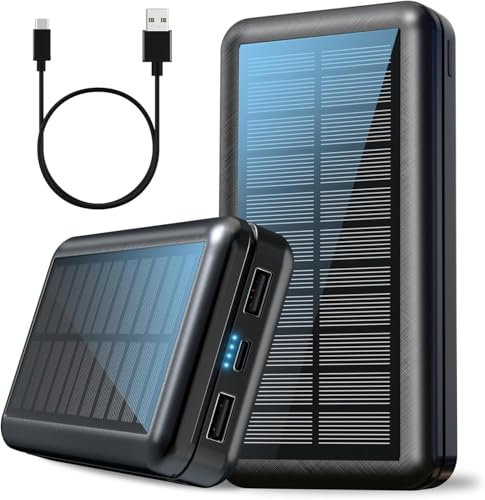 56800mAh Power Bank Battery Pack Phone Charger, Portable Charger USB C Fast Charging for iPhone, Tablet, 4 Charging Ports, LED Display, Solar Powered Power Bank for Camping Outdoors