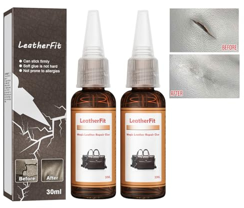 HASAIKA® Colla in pelle extra forte, Colla per pelle, 2 pcs impermeabile per pelle per la riparazione di giacche in pelle, divani, scarpe e borse e altri mobili in pelle. (30 ml)