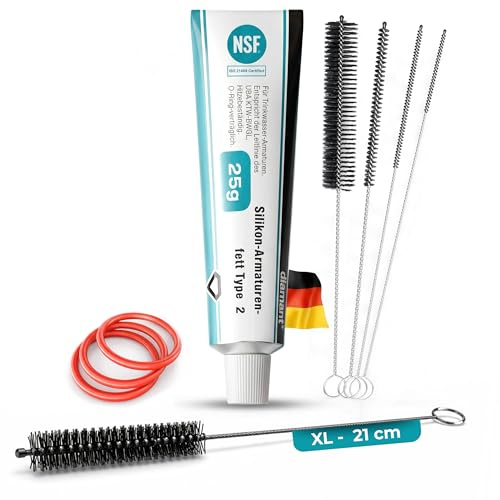 fancility® kit de nettoyage pour groupe café DeLonghi et AEG ECAM ESAM, 9 pièces avec graisse 25 g, 5 brosses et 3 joints toriques, entretien et pièces de rechange