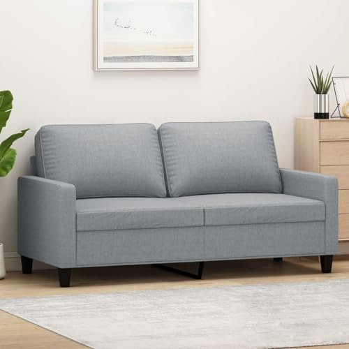 Brokky 2-Sitzer-Sofa Hellgrau 140 cm Stoff Moderne 2er Sofa, Kleine Couch mit Armlehnefür Wohnzimme/Wohnung/Büro