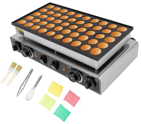 Pancake Maker, 50 Holes Electric Waffle Pancake Machine 1700W Non-stick Poffertjes Pan with Temperature & Timer Control for Commercial & Home Use