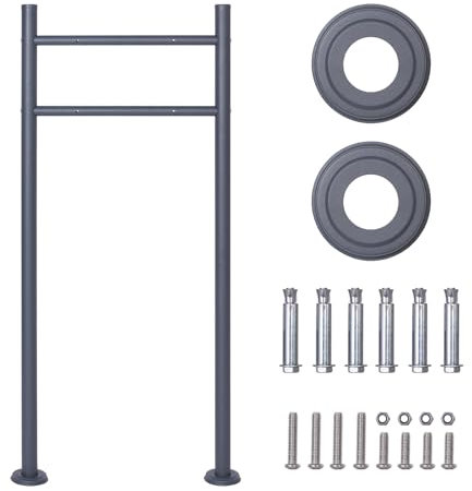 SCHARTEC Briefkastenständer anthrazit SBS-2 Briefkasten Standfuß freistehend Halterung silber zwei Beine Pfosten Erde