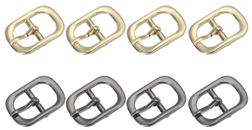 PATIKIL Enkelt tornspänne 0,7 tum, 8 stycken metallrullstiftspännen ovala mittenstegsspännen för skor, rem, bälte, väsktillverkning läderhårdvara, ljusguld/svart