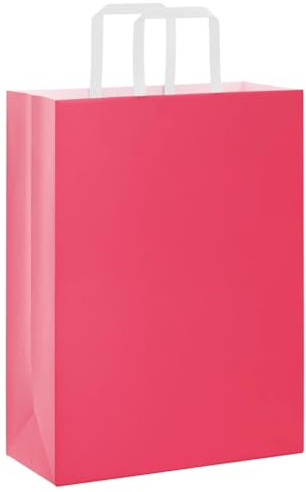 vidaXL Papiertragetaschen 250 Stk., Papiertüten mit Henkeln, Papiertüten, Geschenktüten für Einkaufen Hochzeiten Verpackungen Partys Geburtstag Weihnachten, Rosa 26x12x35cm