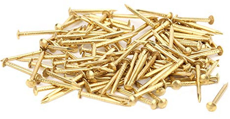 Brass Nails, 100PCS Round Head Gold Nails Brazen Brass Vintage Nail Brass Wall Pins Furniture Hinge Hardware Accessories (18mm Long)