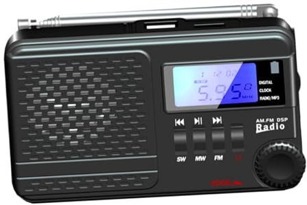 VILLCASE Radio à Affichage Numérique Portable Double Canal avec Fonction Réveil Et Batterie Rechargeable Prise Charge Et Mémoire De Station