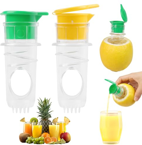 2 stycken citronpressar med skruvlock, återanvändbar handpress citronutgytare, liten och bärbar citronpress, juicepress citron för inskruvning för apelsiner, citroner och citrusfrukter