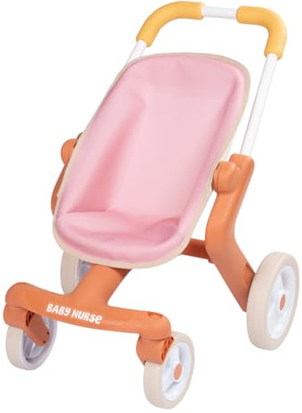 Smoby - Baby Nurse - Pop barnvagn - för dockor upp till 42 cm - Ergnonomiskt handtag - flerriktade hjul - Från 18 månader - spansk tillverkning