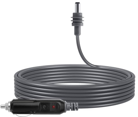 GINTOOYUN 18AWG Starlink Mini Car Power Cable 12V/24V Cigarette Lighter Male Plug to IP68 Waterproof DC 5.5x2.1mm Male Plug Power Extension Cord (9.84 FT) (3M)