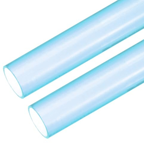 QUARKZMAN Tuyau Conduit PVC 1.5m/59 longueur 20mm OD Gaine Câble Transparent Bleu Tube Droit Pour Installation Câblage Électrique Pack de 2