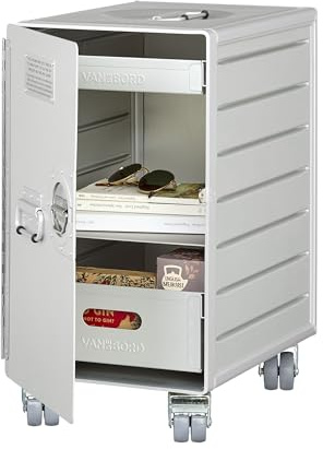 VanDeBord Rollcontainer mit Schubladen, mobiler Aktenschrank, Metallschrank, Schubladenschrank Küche, Druckertisch mit Rollen, vormontiert, 53,5 x 29,5 x 40,7, Bord Box XL, Silber, Basic