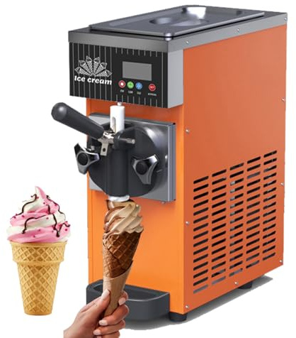 RETRIN Sorbetière Professionnelle 450 W, Arôme Unique, pour La Maison, Machine à Glace Italienne De Comptoir, écran LCD, Nettoyage Automatique, pour Restaurants Et Pâtisseries Orange