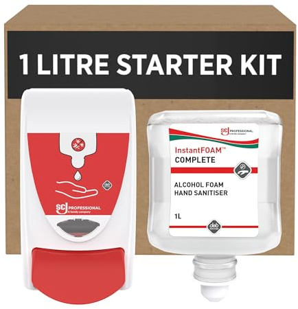 SC Johnson Professional InstantFOAM Complete Sanitiser Starter Kit – Wall Mounted Foam System – Skin Hypoallergenic – Sensitive – 1 Dispenser + 1 Refill – 1 Litre – for Professional Use Only