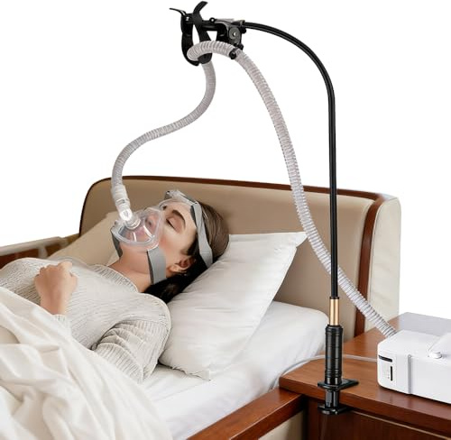 CPAP Schlauchhalter, Verstellbarer CPAP Schlauchhalter Aufhänger, CPAP Schlauchheber und Schlauchunterstützung 360° Fixiert Sicherheit & Robust, Verhinderung von Rohrlecks und Verwicklungen