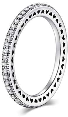 Lirzxin Weißgold Ring 750 18K, Partnerringe Damen Vorsteckring Hohl Herz Ewigkeit mit Rund Moissanit Ehering Verlobungsring Weißgold Größe 53 (16.9)