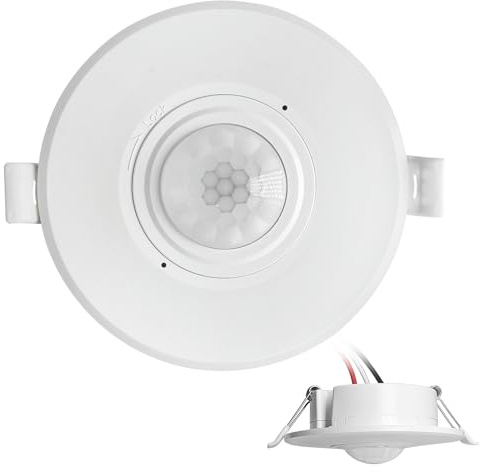 RAYZEEK Recessed Ceiling Sensor Light Switch,High Quality 360° PIR Motion Occupancy Sensor, 10A, High Sensitivity Detector, Adjustable Settings