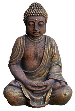 gartendekoparadies.de Figure de Pierre Massive Bouddha en Pierre reconstituée, résistant au Gel (Or)