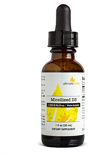 Micellized Vitamin D3 Liquid 750 Servings 1200 IU Per Drop, Best Value, Natural, Soy Free, Water Soluble - 1 Ounce
