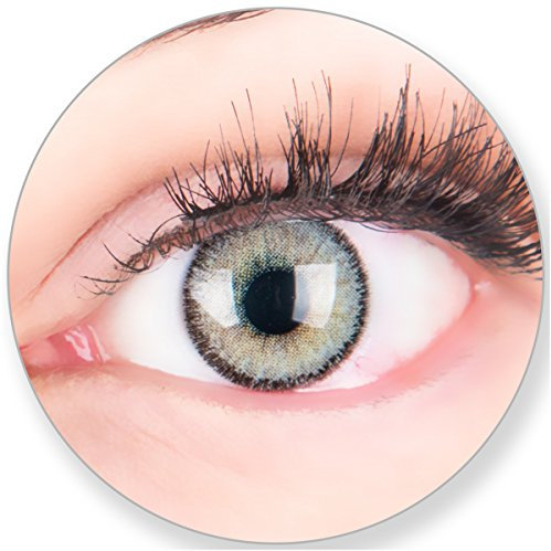 Glamlens Kontaktlinsen farbig grau ohne und mit Stärke - mit Kontaktlinsenbehälter. Sehr stark deckende natürliche graue farbige Monatslinsen Silbergrau 1 Paar weich Silikon Hydrogel -2.5 Dioptrien