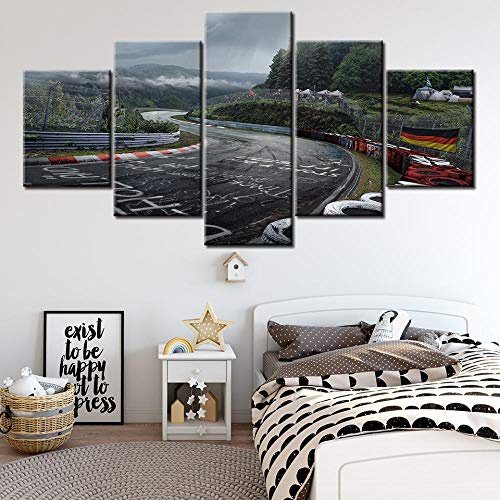 LIVELJ Poster,5 Teilig Leinwand stück Kunstdruck modern Wand Aufhängen Home Dekoration Bild Design HD Panel/Nürburgring-Rallye/Mit Holzrahmen