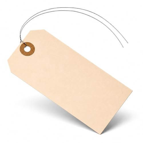 Hängeetiketten mit Draht konfektioniert 60x120 mm, 100 Stück, Anhänger Etiketten, Hängeetiketten konfektioniert, Anhängeschilder, Kartonetiketten, Pappanhänger