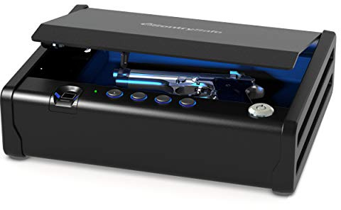 SentrySafe Biometric Gun Safe for Handgun or Pistol, Fingerprint Safe with Interior Light, 1 Handgun Capacity, Firearm Storage with Bolt Down Kit, QAP1BLX