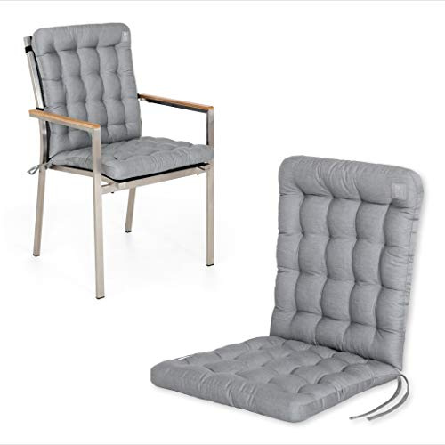HAVE A SEAT Luxury | Trädgårdsstolsdynor – lågt ryggstöd stoppning, tvättbar vid 95 °C, lämplig för torktumlare, sittdyna för trädgårdsstol (1 st – 100 x 48 cm, ljusgrå)