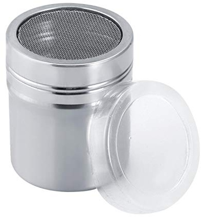 OUKENS Powdered Sugar Shaker Duster, Small Spice Stainless Steel Storage Seasoning Bottle Spice Jar Racks Container, with Translucent Plastic Lid, for Cinnamon, Sugar, Pepper, Powder
