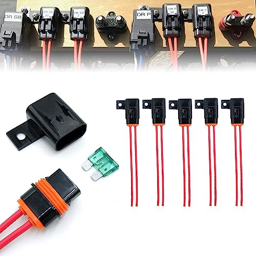 parts PTT 5 Pack 12 AWG Sicherungshalter Kabelbaum ATO/ATC Waterproof Inline Holder 30A Sicherungshalter Kabel Ersatz Set Standard Blade für Auto LKW RV Automotive Boot Marine